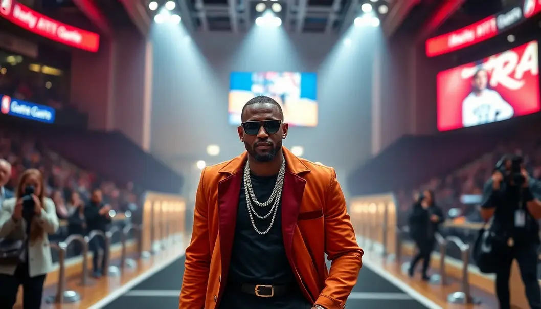 Courtside Luxury: An Opulent Initiation into NBA Fandom A luxurious basketball court, where elegance meets athletic competition.