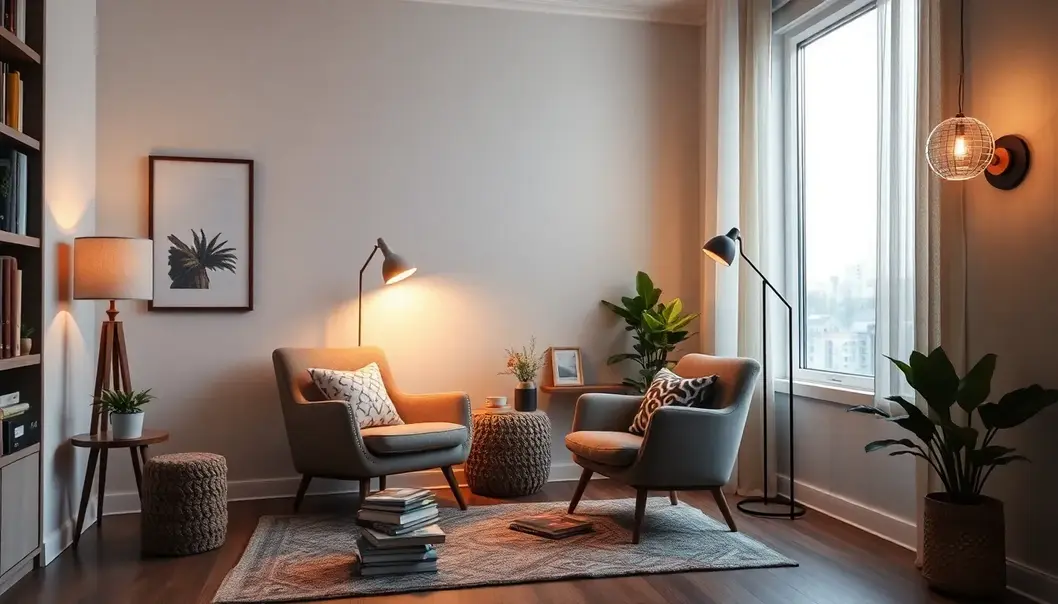 Create Your Perfect Reading Nook A stylish modern reading nook with an armchair, proper lighting, and personalized decor.